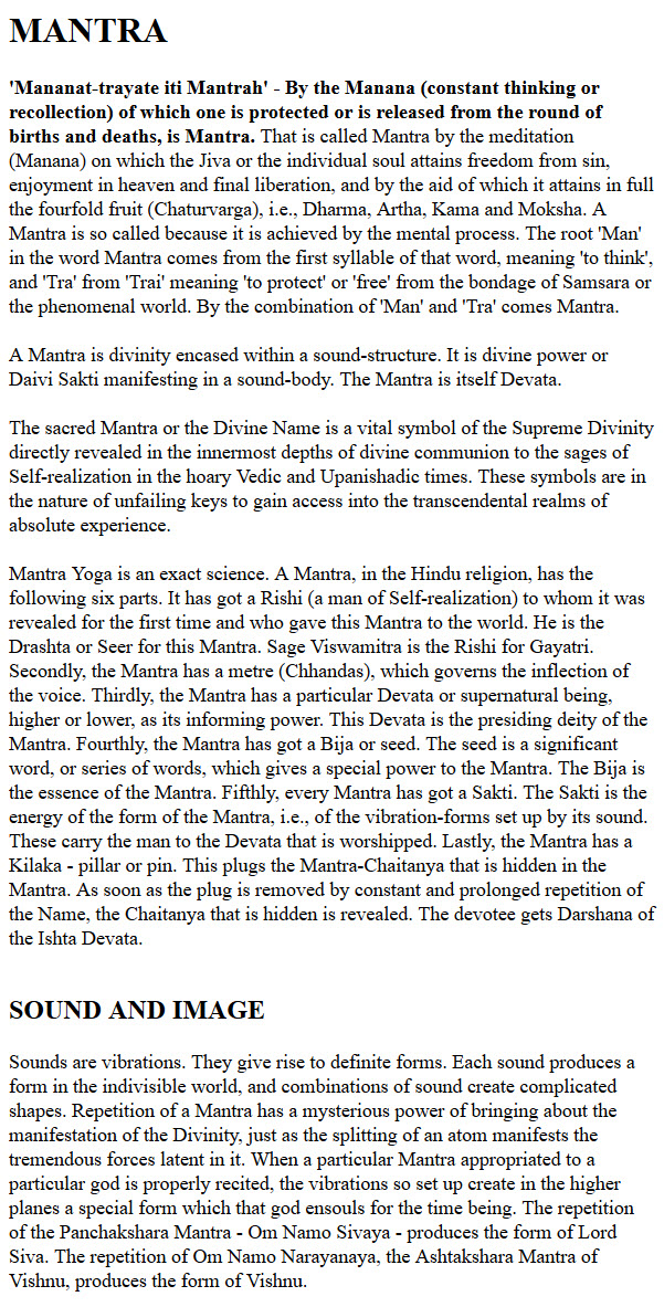 what does mantra mean in english